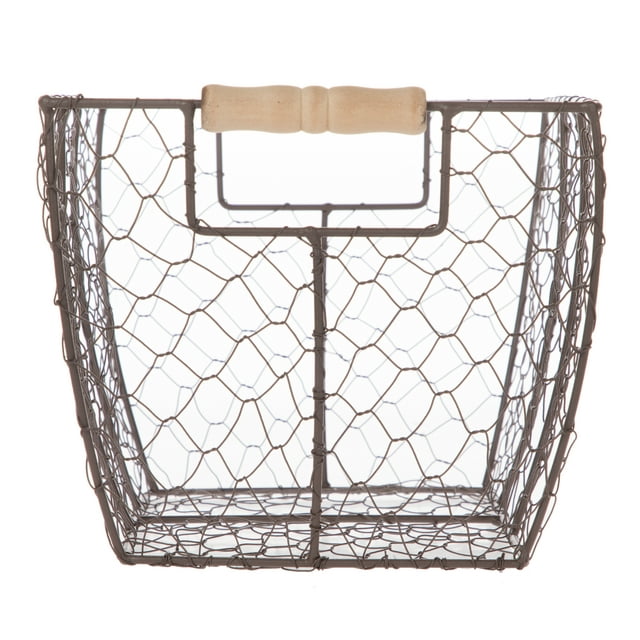 Decorative Basket with Wood Handles, Wood Basket, Storage Basket, Fruit Basket -12.2x8x7.28 Decorative Basket with Wood Handles, Wood Basket, Storage Basket, Fruit Basket -12.2x8x7.28